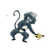Playful Monkey Banana Kiss-Cut Stickers - Fun Laptop and Water Bottle Decals