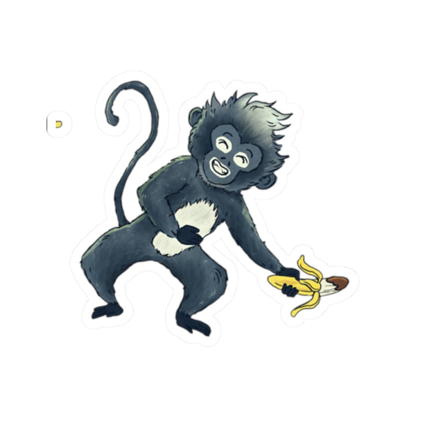 Playful Monkey Banana Kiss-Cut Stickers - Fun Laptop and Water Bottle Decals
