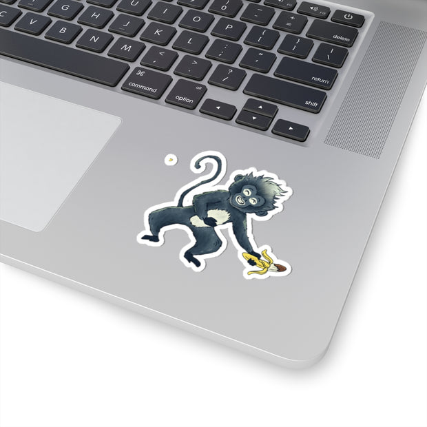 Playful Monkey Banana Kiss-Cut Stickers - Fun Laptop and Water Bottle Decals